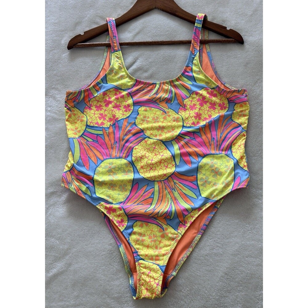 Chubbies One Piece Swimsuit Neon The Pina Pineapple Tropical XL Cheeky